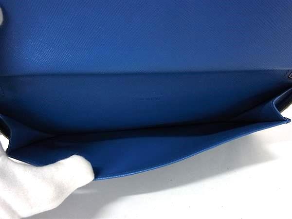 PRADA プラダ 財布 サフィアーノ 2ML220 ブルー レザー メンズ ラウンドファスナー 長財布