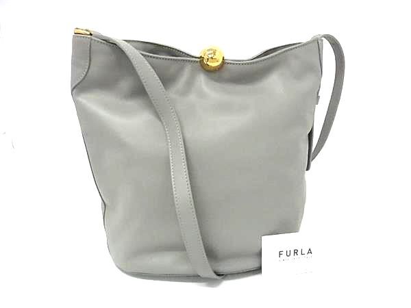 FURLA フルラ ショルダーバッグ スフェラ グレー ソフト レザー レディース 超美品