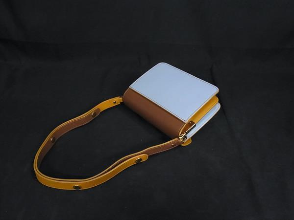 MARNI マルニ ショルダーバッグ トランク ブラウン ライトブルー レザー レディース ゴールド金具 美品