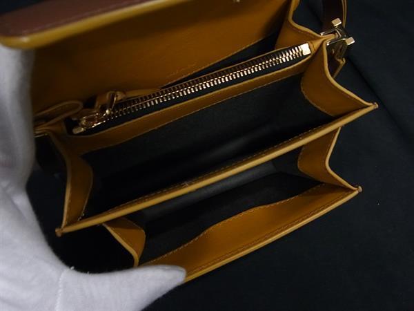 MARNI マルニ ショルダーバッグ トランク ブラウン ライトブルー レザー レディース ゴールド金具 美品
