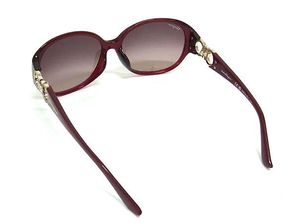 Salvatore Ferragamo フェラガモ サングラス ダブルガンチーニ SF896SRA レッド ブラウングラデーション プラスチック レディース ラインストーン 超美品