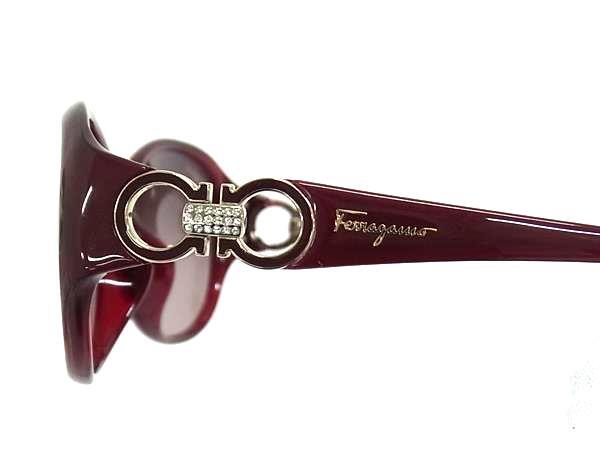 Salvatore Ferragamo フェラガモ サングラス ダブルガンチーニ SF896SRA レッド ブラウングラデーション プラスチック レディース ラインストーン 超美品