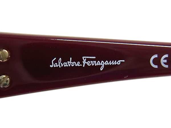 Salvatore Ferragamo フェラガモ サングラス ダブルガンチーニ SF896SRA レッド ブラウングラデーション プラスチック レディース ラインストーン 超美品