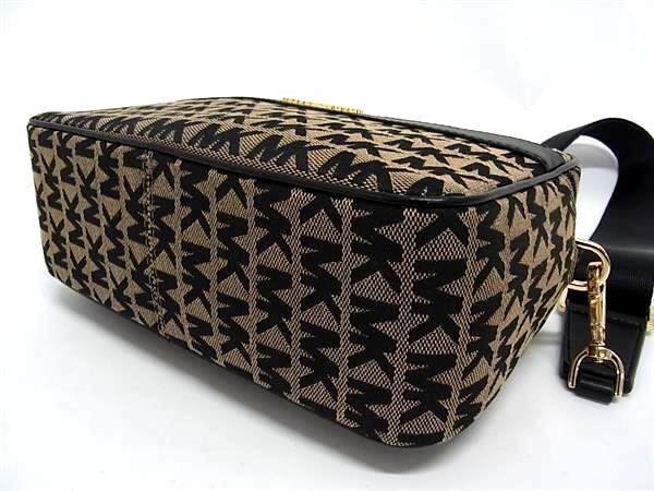 MICHAEL KORS マイケルコース ショルダーバッグ MK柄 ブラック ベージュ キャンバス レザー ユニセックス 超美品
