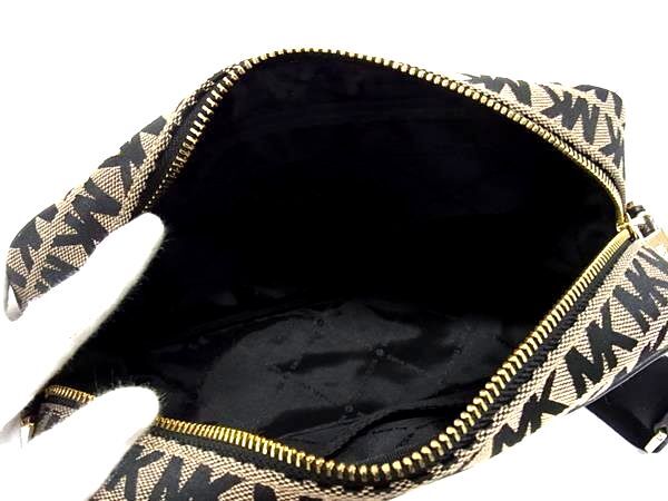 MICHAEL KORS マイケルコース ショルダーバッグ MK柄 ブラック ベージュ キャンバス レザー ユニセックス 超美品