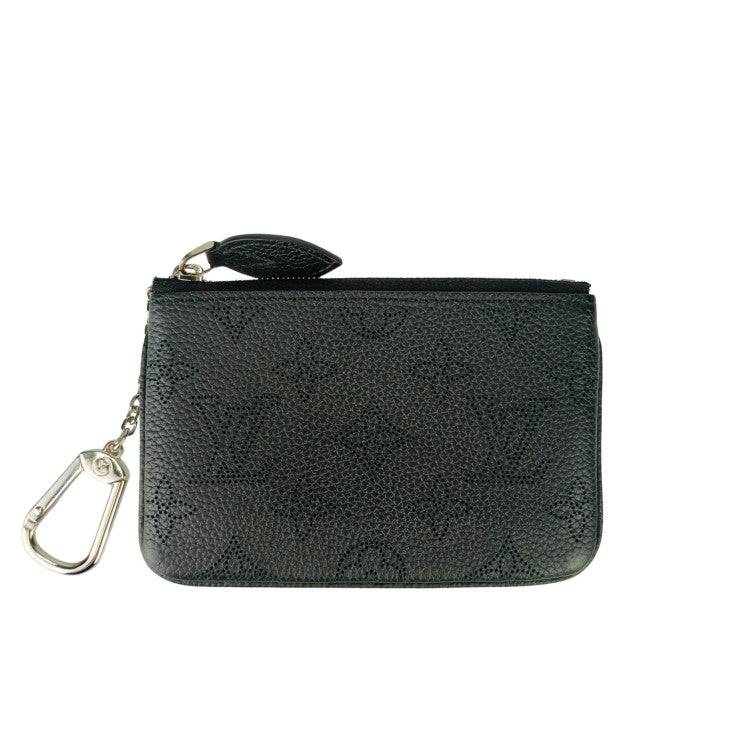 LOUIS VUITTON ルイヴィトン コインケース ポシェット・クレ M69532 ブラック マヒナ ユニセックス シルバー金具 美品