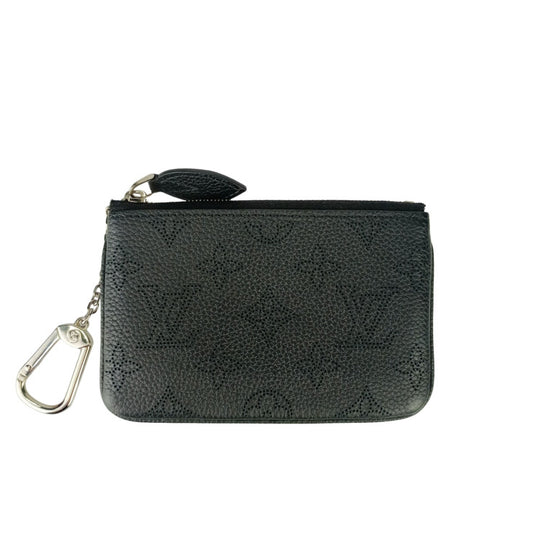 LOUIS VUITTON ルイヴィトン コインケース ポシェット・クレ M69532 ブラック マヒナ ユニセックス シルバー金具 美品