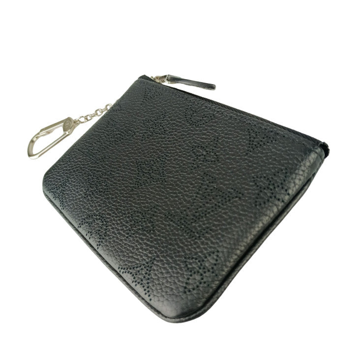LOUIS VUITTON ルイヴィトン コインケース ポシェット・クレ M69532 ブラック マヒナ ユニセックス シルバー金具 美品