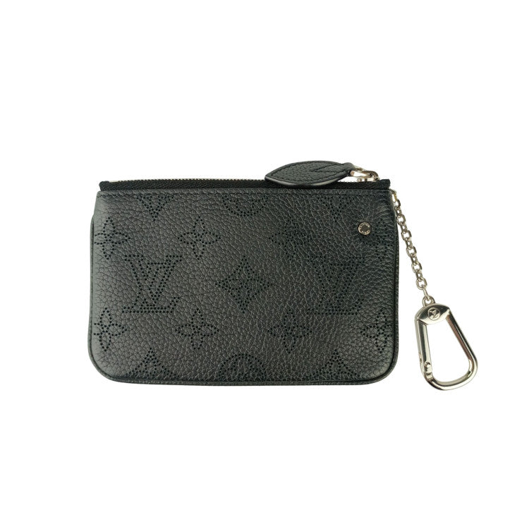 LOUIS VUITTON ルイヴィトン コインケース ポシェット・クレ M69532 ブラック マヒナ ユニセックス シルバー金具 美品