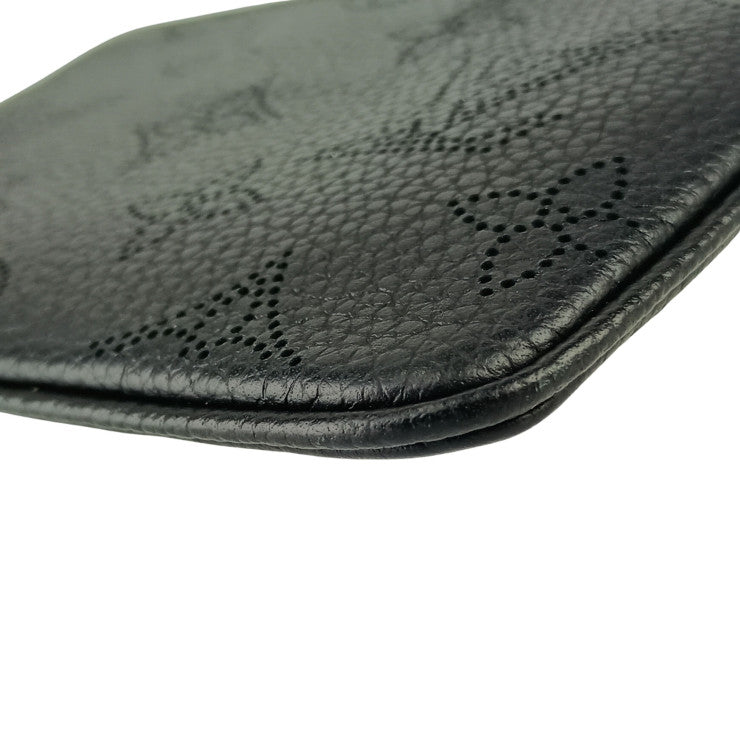 LOUIS VUITTON ルイヴィトン コインケース ポシェット・クレ M69532 ブラック マヒナ ユニセックス シルバー金具 美品