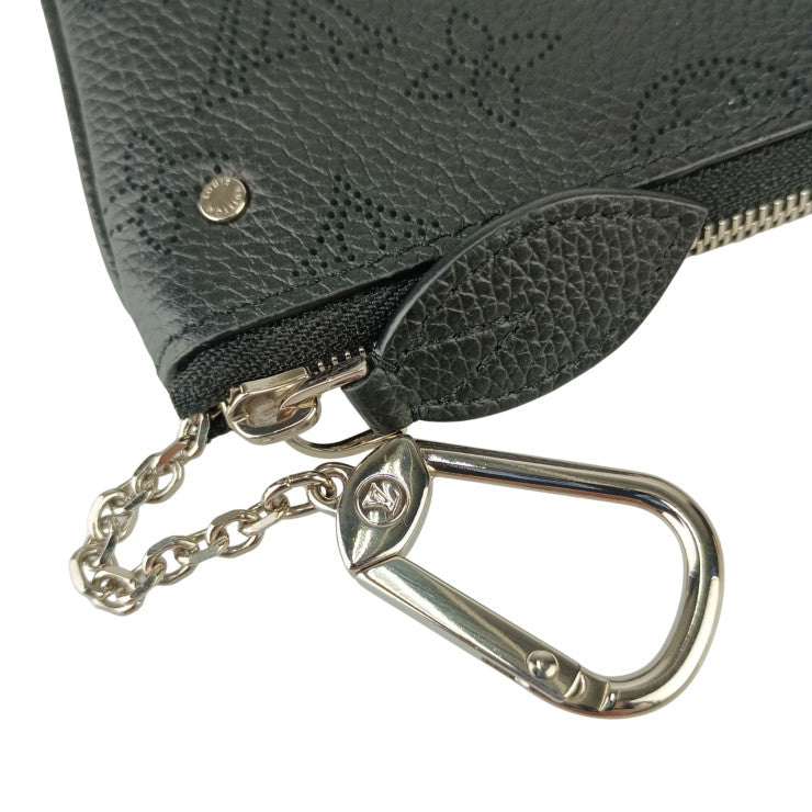 LOUIS VUITTON ルイヴィトン コインケース ポシェット・クレ M69532 ブラック マヒナ ユニセックス シルバー金具 美品