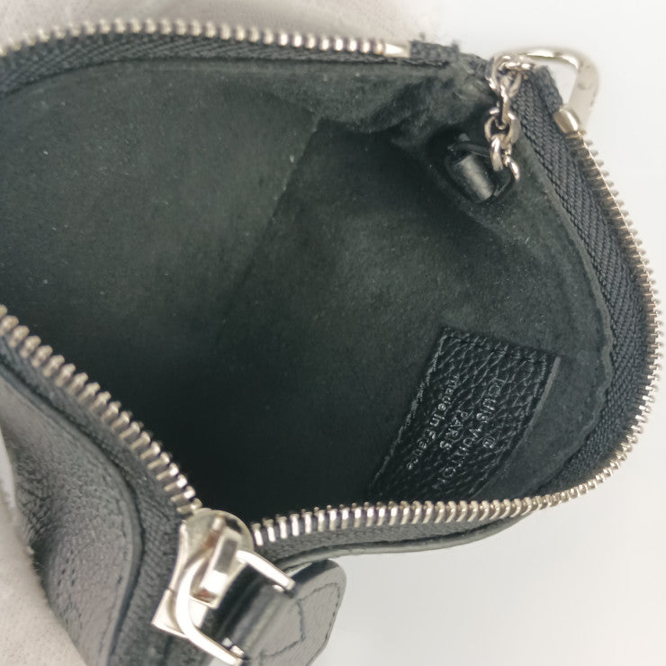 LOUIS VUITTON ルイヴィトン コインケース ポシェット・クレ M69532 ブラック マヒナ ユニセックス シルバー金具 美品