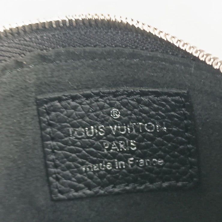 LOUIS VUITTON ルイヴィトン コインケース ポシェット・クレ M69532 ブラック マヒナ ユニセックス シルバー金具 美品