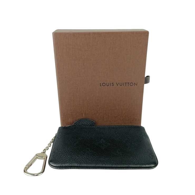 LOUIS VUITTON ルイヴィトン コインケース ポシェット・クレ M69532 ブラック マヒナ ユニセックス シルバー金具 美品