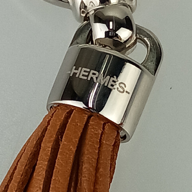 HERMES エルメス スカーフリング スカーフリング セ ル ポンポン マロンアルザン アニューミロ レディース ツイリーリング フリンジ シルバー金具 超美品