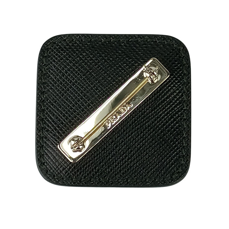 PRADA プラダ ブローチ 2IS058 ブラック ホワイト ブルー レザー プラスチック ユニセックス 美品