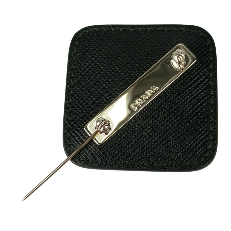 PRADA プラダ ブローチ 2IS058 ブラック ホワイト ブルー レザー プラスチック ユニセックス 美品