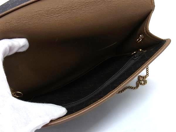 ChristianDior クリスチャンディオール ショルダーバッグ ブラウン PVC レザー レディース ハニカム柄 チェーン
