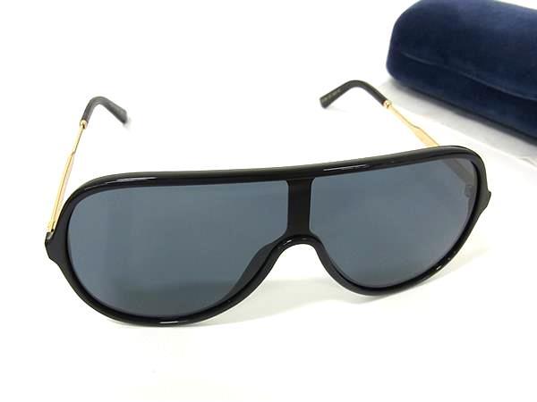 GUCCI グッチ サングラス シェリーライン GG0199S ブラック クリアブルー プラスチック ユニセックス 美品