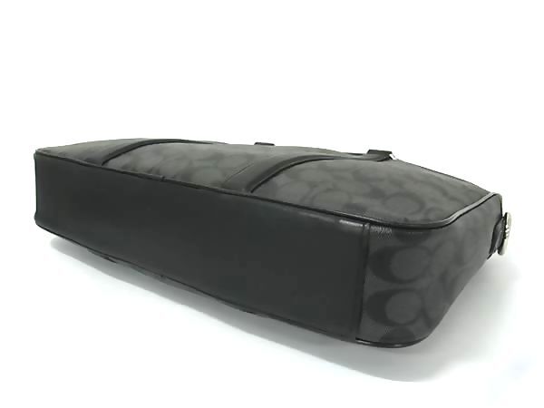 COACH コーチ ビジネスバッグ シグネチャー F54803 ブラック グレー PVC レザー メンズ 2WAY シルバー金具