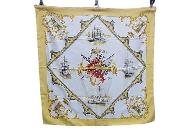 HERMES エルメス スカーフ カレ90 マルチカラー シルク100% レディース BORDEAUX PORTE OCEANE ボルドー都市の入口