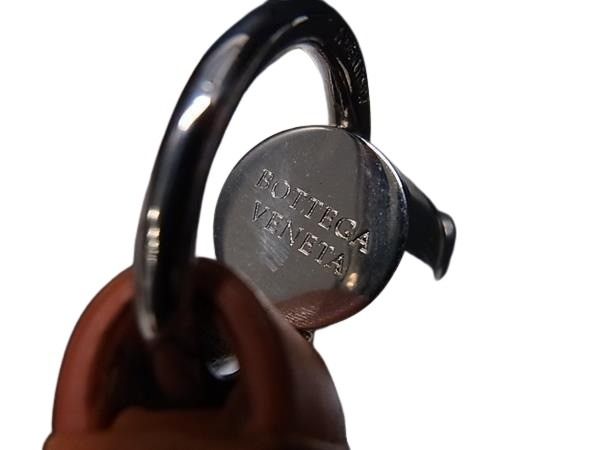 BOTTEGA VENETA ボッテガヴェネタ キーホルダー イントレチャート オレンジ レザー ユニセックス シルバー金具