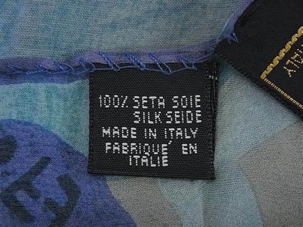 FENDI フェンディ スカーフ ライトブルー系 シルク100% レディース 総柄 新古未使用展示品