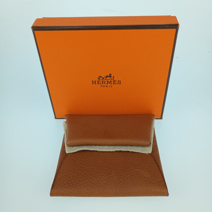 美品 HERMES エルメス バスティア コインケース - GOLD ブラウン系 エバーカラー ユニセックス シルバー金具 小銭入れ B刻印