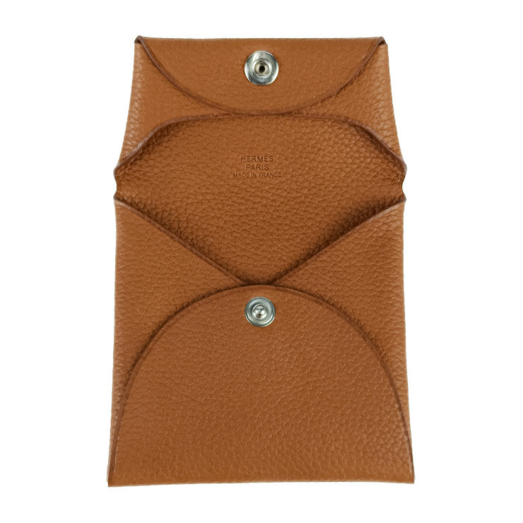 美品 HERMES エルメス バスティア コインケース - GOLD ブラウン系 エバーカラー ユニセックス シルバー金具 小銭入れ B刻印