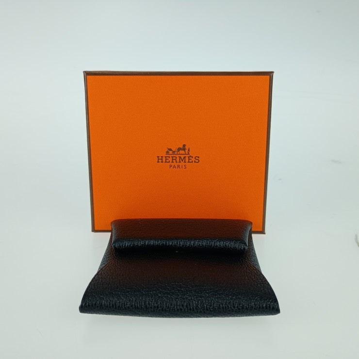 新古未使用展示品 HERMES エルメス バスティア コインケース - ブラック シェーブル ユニセックス シルバー金具 小銭入れ W刻印