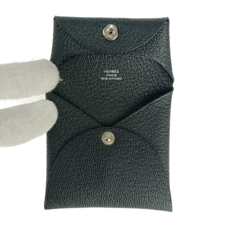 新古未使用展示品 HERMES エルメス バスティア コインケース - ブラック シェーブル ユニセックス シルバー金具 小銭入れ W刻印