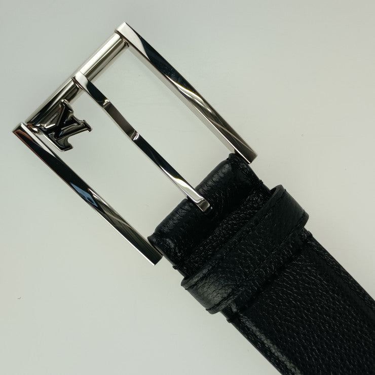 美品 LOUIS VUITTON ルイ ヴィトン サンジェルマン 35MM ベルト M8355S ブラック レザー メンズ #100/40 シルバー金具