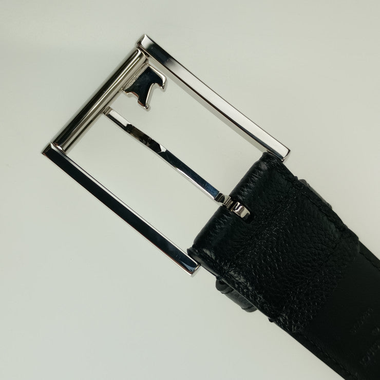 美品 LOUIS VUITTON ルイ ヴィトン サンジェルマン 35MM ベルト M8355S ブラック レザー メンズ #100/40 シルバー金具