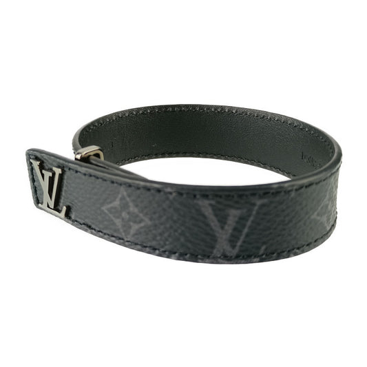 超美品 LOUIS VUITTON ルイ ヴィトン ブレスレット･LV スリム M6456Dブラック モノグラムエクリプスキャンバス カーフレザー メンズ シルバー金具 #21
