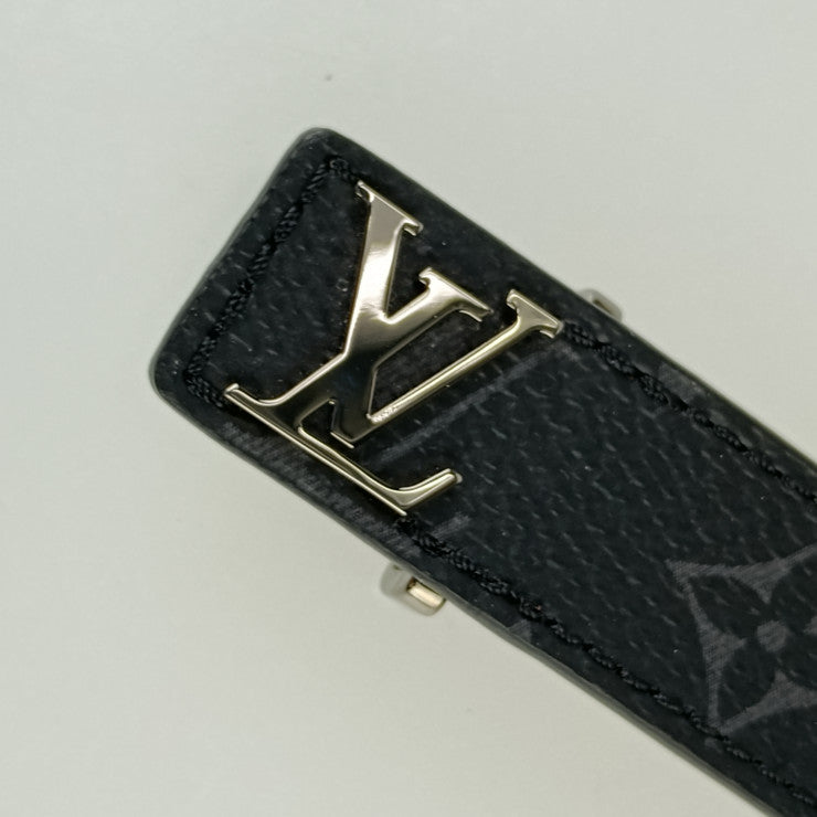 超美品 LOUIS VUITTON ルイ ヴィトン ブレスレット･LV スリム M6456Dブラック モノグラムエクリプスキャンバス カーフレザー メンズ シルバー金具 #21