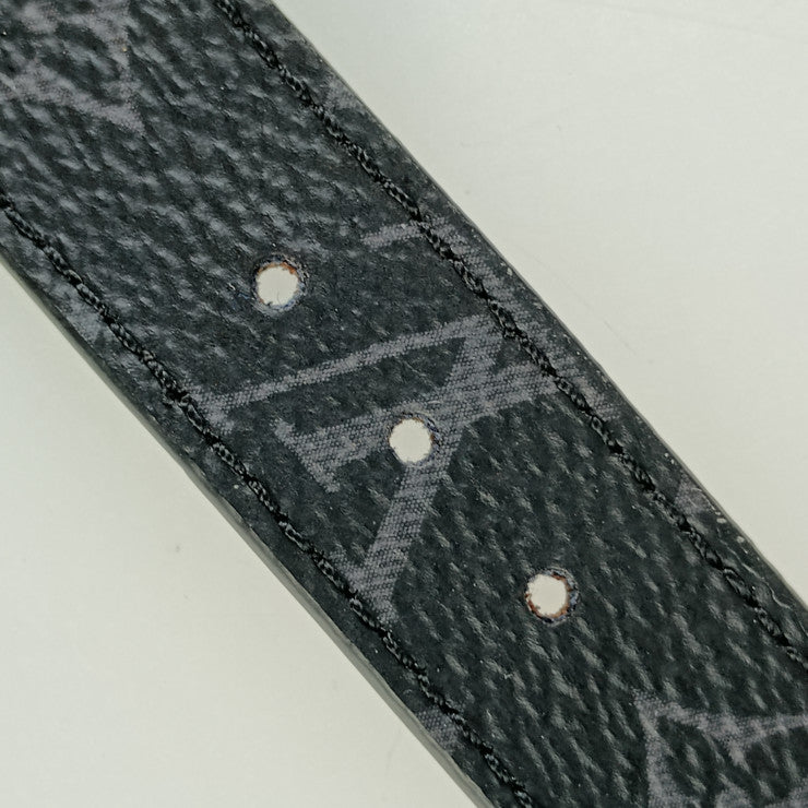 超美品 LOUIS VUITTON ルイ ヴィトン ブレスレット･LV スリム M6456Dブラック モノグラムエクリプスキャンバス カーフレザー メンズ シルバー金具 #21
