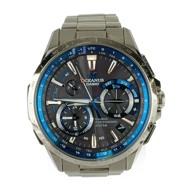 CASIO カシオ OCEANUS オシアナス 腕時計 OCW-G1000-1AJF シルバー ブルー チタン メンズ GPS ハイブリッド ソーラー 電波