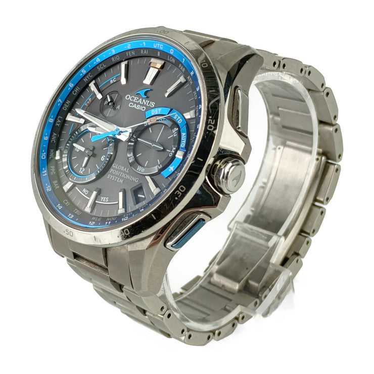CASIO カシオ OCEANUS オシアナス 腕時計 OCW-G1000-1AJF シルバー ブルー チタン メンズ GPS ハイブリッド ソーラー 電波
