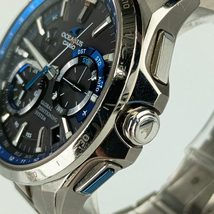 CASIO カシオ OCEANUS オシアナス 腕時計 OCW-G1000-1AJF シルバー ブルー チタン メンズ GPS ハイブリッド ソーラー 電波