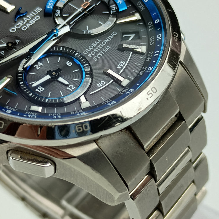 CASIO カシオ OCEANUS オシアナス 腕時計 OCW-G1000-1AJF シルバー ブルー チタン メンズ GPS ハイブリッド ソーラー 電波