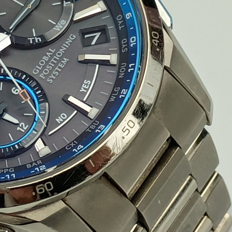 CASIO カシオ OCEANUS オシアナス 腕時計 OCW-G1000-1AJF シルバー ブルー チタン メンズ GPS ハイブリッド ソーラー 電波