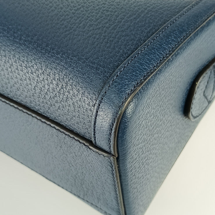 超美品 GUCCI グッチ ハンドバッグ GG オフィディア ミニボストンバッグ 524532 ネイビー ゴールド金具 レザー レディース 2WAY ショルダーバッグ シェリーライン