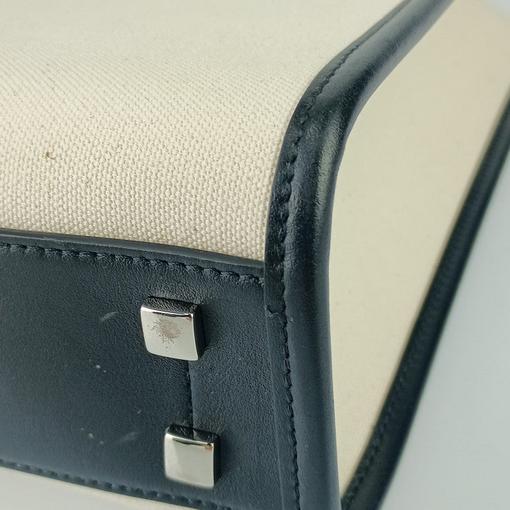 美品 JIMMY CHOO ジミーチュウ トートバッグ N/S トート M - ナチュラル ブラック キャンバス レザー レディース ショルダーバッグ