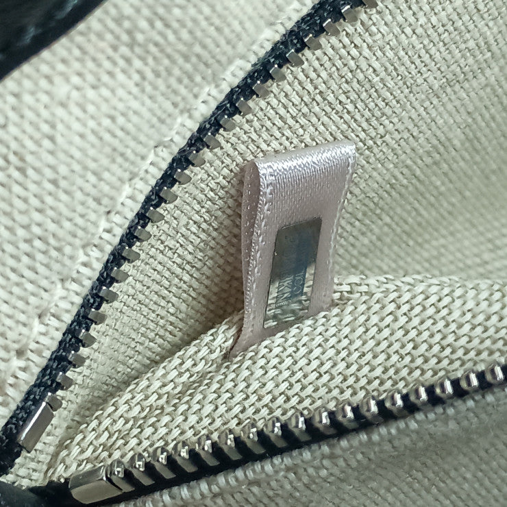 美品 JIMMY CHOO ジミーチュウ トートバッグ N/S トート M - ナチュラル ブラック キャンバス レザー レディース ショルダーバッグ