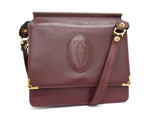 Cartier カルティエ ショルダーバッグ マストライン - ボルドー系 ゴールド金具 レザー レディース ダブルフラップ