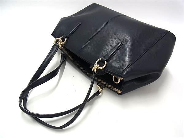 美品 COACH コーチ ハンドバッグ クリスティ キャリーオール F36637 ネイビー ゴールド金具 レザー レディース 2WAY ショルダーバッグ