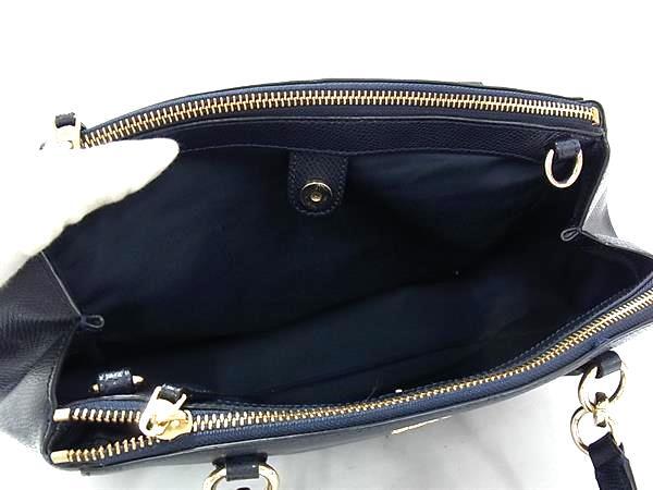 美品 COACH コーチ ハンドバッグ クリスティ キャリーオール F36637 ネイビー ゴールド金具 レザー レディース 2WAY ショルダーバッグ
