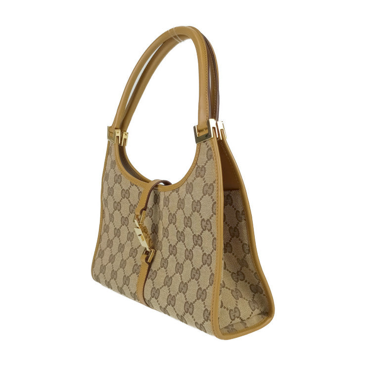 超美品 GUCCI グッチ ハンドバッグ ジャッキー 002 1068 ベージュ系 ライトブラウン系 ゴールド金具 GGキャンバス レザー レディース ショルダーバッグ