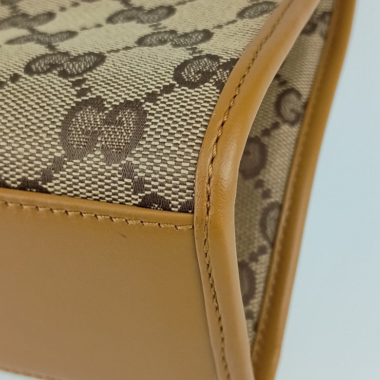 超美品 GUCCI グッチ ハンドバッグ ジャッキー 002 1068 ベージュ系 ライトブラウン系 ゴールド金具 GGキャンバス レザー レディース ショルダーバッグ