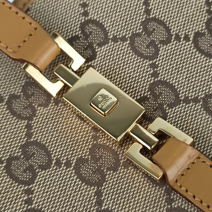超美品 GUCCI グッチ ハンドバッグ ジャッキー 002 1068 ベージュ系 ライトブラウン系 ゴールド金具 GGキャンバス レザー レディース ショルダーバッグ